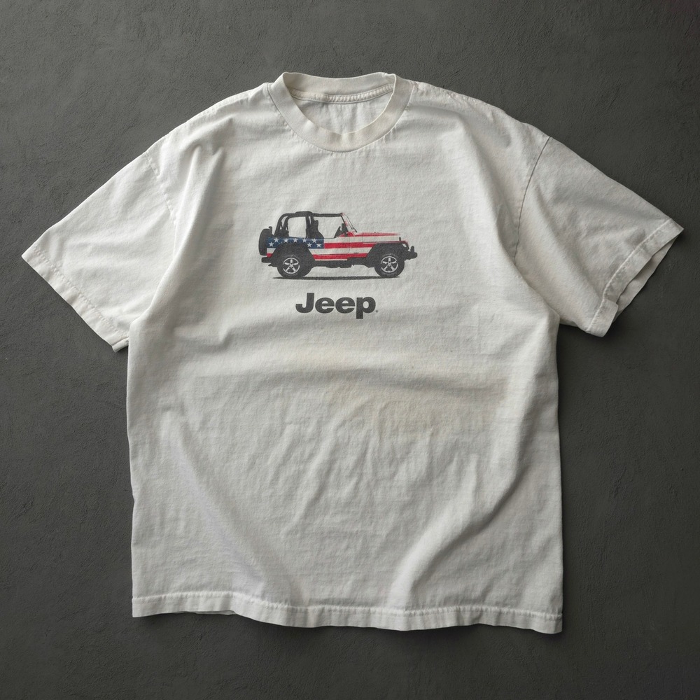 Jeep T-Shirt Mens XL White American Flag Wrangler Graphic Mexico 2000s